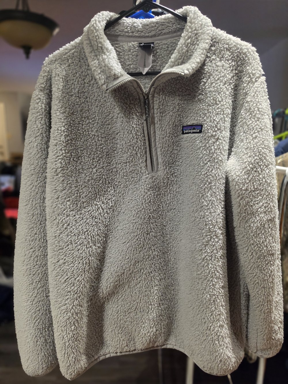 Patagonia Light Gray Sherpa Quarter-Zip Pullover